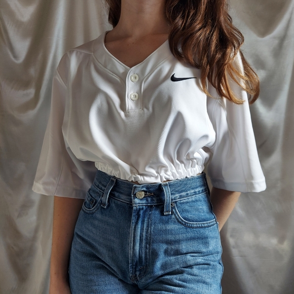 Nike Tops - White Nike Button Up Crop Top